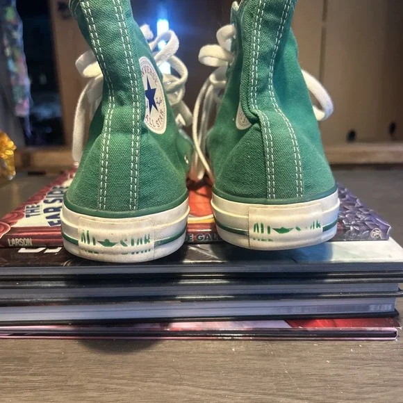 Green High Top Converse Chuck Taylor Sneakers Size Men's 9 Womens 11 VERY CLEAN - Picture 8 of 10